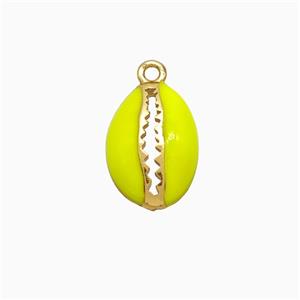 Copper Scallop Pendant Yellow Enamel Gold Plated, approx 9-13mm [FD21816]