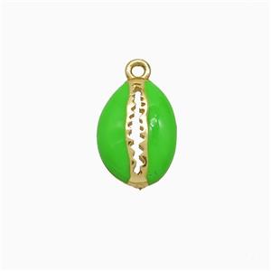 Copper Scallop Pendant Green Enamel Gold Plated, approx 9-13mm [FD21818]