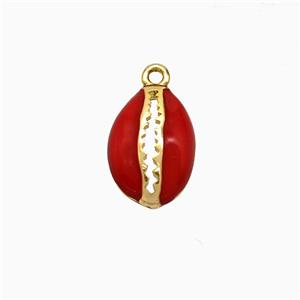 Copper Scallop Pendant Red Enamel Gold Plated, approx 9-13mm [FD21819]
