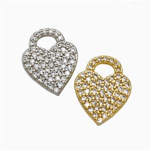 Copper Heart Pendant Pave Zirconia Mixed, approx 12-15mm [FD21825]
