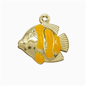 Copper Fish Pendant Orange Enamel Gold Plated, approx 14-17mm [FD21830]