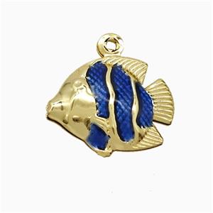 Copper Fish Pendant Blue Painted Gold Plated, approx 14-17mm [FD21832]