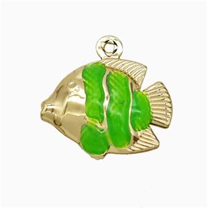Copper Fish Pendant Green Painted Gold Plated, approx 14-17mm [FD21833]