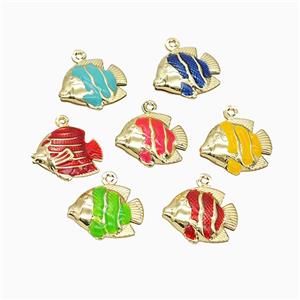 Copper Fish Pendant Painted Gold Plated Mixed, approx 14-17mm [FD21837]