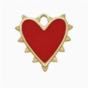Copper Heart Pendant Red Enamel Gold Plated, approx 23-25mm [FD21838]