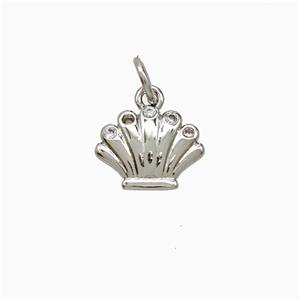 Copper Scallop Pendant Pave Zirconia Platinum Plated, approx 8-11mm [FD21839]