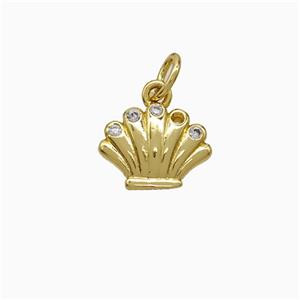 Copper Scallop Pendant Pave Zirconia Gold Plated, approx 8-11mm [FD21840]