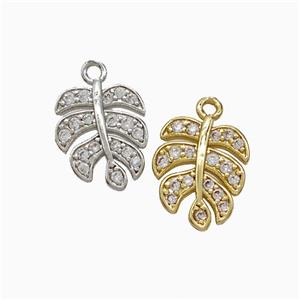 Copper Leaf Pendant Pave Zirconia Mixed, approx 10-12mm [FD21847]