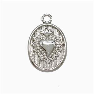 Copper Heart Pendant Oval Platinum Plated, approx 13-16mm [FD21848]