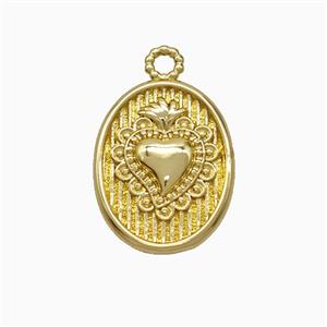 Copper Heart Pendant Oval Gold Plated, approx 13-16mm [FD21849]