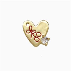 Copper Heart Pendant Red Enamel Cherry Gold Plated, approx 11-12mm [FD21860]