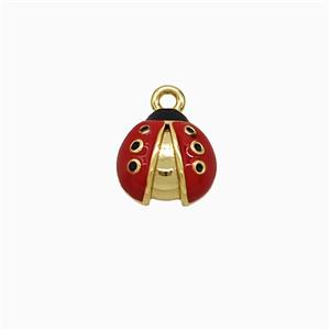 Copper Ladybug Pendant Red Enamel Gold Plated, approx 8mm [FD21876]