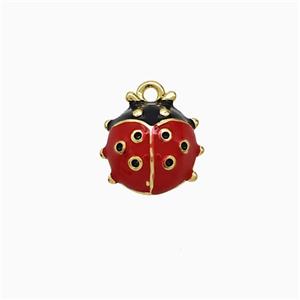 Copper Ladybug Pendant Red Enamel Gold Plated, approx 10mm [FD21877]