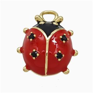 Copper Ladybug Pendant Red Enamel Gold Plated, approx 19mm [FD21883]