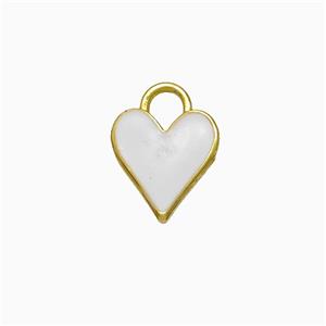 Copper Heart Pendant White Enamel Gold Plated, approx 9mm [FD21889]