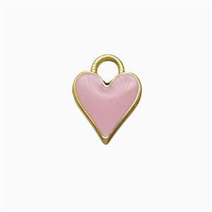 Copper Heart Pendant Pink Enamel Gold Plated, approx 9mm [FD21890]
