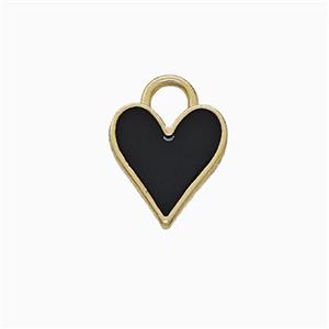 Copper Heart Pendant Black Enamel Gold Plated, approx 9mm [FD21892]