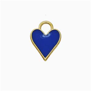 Copper Heart Pendant Royalblue Enamel Gold Plated, approx 9mm [FD21893]