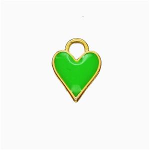 Copper Heart Pendant Green Enamel Gold Plated, approx 9mm [FD21894]