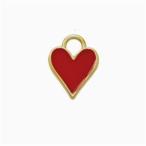 Copper Heart Pendant Red Enamel Gold Plated, approx 9mm [FD21895]