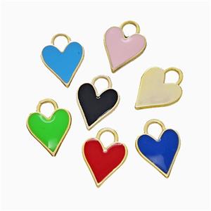 Copper Heart Pendant Enamel Gold Plated Mixed, approx 9mm [FD21896]