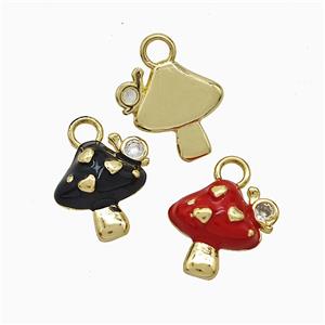 Copper Mushroom Pendant Enamel Gold Plated Mixed, approx 12-14mm [FD21901]