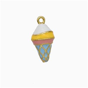 Ice Cream Charms Copper Pendant Multicolor Enamel Gold Plated, approx 8-14mm [FD21902]