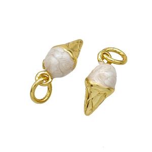 Ice Cream Charms Copper Pendant White Painted Gold Plated, approx 6-10mm [FD21912]
