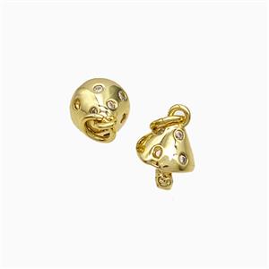 Copper Mushroom Pendant Pave Zirconia Gold Plated, approx 7mm [FD21914]