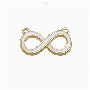 Copper Infinity Pendant White Enamel 2loops Gold Plated, approx 8-16mm [FD21920]