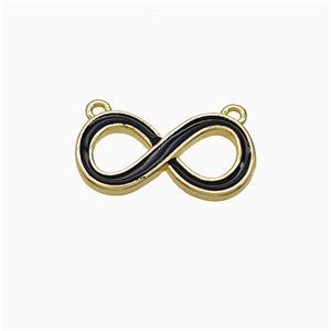 Copper Infinity Pendant Black Enamel 2loops Gold Plated, approx 8-16mm [FD21921]