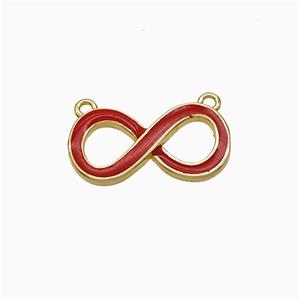 Copper Infinity Pendant Red Enamel 2loops Gold Plated, approx 8-16mm [FD21922]