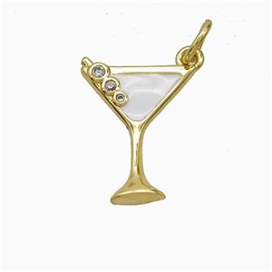 Ice Cream Bottle Drink Cup Copper Pendant Pave Zirconia White Enamel Gold Plated, approx 11-16mm [FD21930]