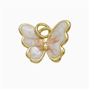 Copper Butterfly Pendant White Painted Gold Plated, approx 12-16mm [FD21933]