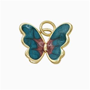 Copper Butterfly Pendant Green Painted Gold Plated, approx 12-16mm [FD21935]