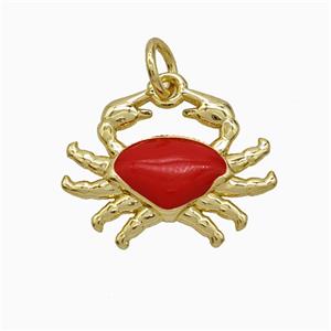 Copper Crab Pendant Red Enamel Gold Plated, approx 13-17mm [FD21943]