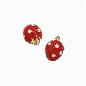 Copper Strawberry Pendant Red Enamel Gold Plated, approx 7-8mm [FD21949]
