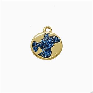 Copper Circle Pendant Blue Painted Gold Plated, approx 10mm [FD21951]