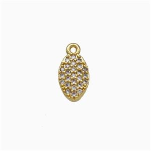 Copper Oval Pendant Pave Zirconia Gold Plated, approx 6-9mm [FD21952]