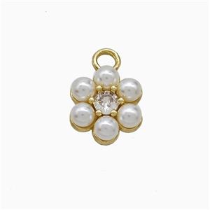 Copper Flower Pendant Pave Pearlized Resin Gold Plated, approx 13mm [FD21955]