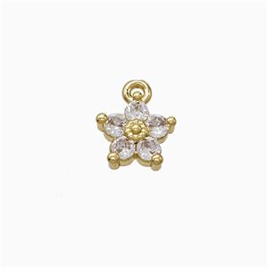Copper Flower Pendant Pave Zirconia Gold Plated, approx 8mm [FD21957]