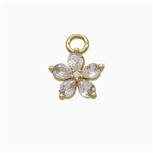 Copper Flower Pendant Pave Zirconia Gold Plated, approx 10mm [FD21960]