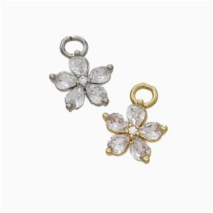 Copper Flower Pendant Pave Zirconia Mixed, approx 10mm [FD21961]