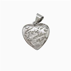 Copper Heart Pendant Forget Me Not Platinum Plated, approx 12.5mm [FD21969]