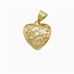 Copper Heart Pendant Forget Me Not Gold Plated, approx 12.5mm [FD21970]