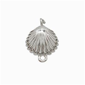 Copper Scallop Shell Connector Platinum Plated, approx 12-13mm [FD21980]