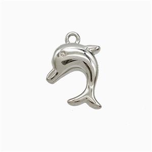 Copper Dolphin Pendant Platinum Plated, approx 12-14mm [FD21983]
