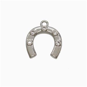 Copper Horseshoe Pendant Pave Zirconia Platinum Plated, approx 13mm [FD21989]