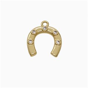 Copper Horseshoe Pendant Pave Zirconia Gold Plated, approx 13mm [FD21990]