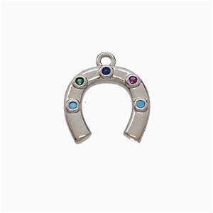 Copper Horseshoe Pendant Pave Zirconia Platinum Plated, approx 13mm [FD21991]